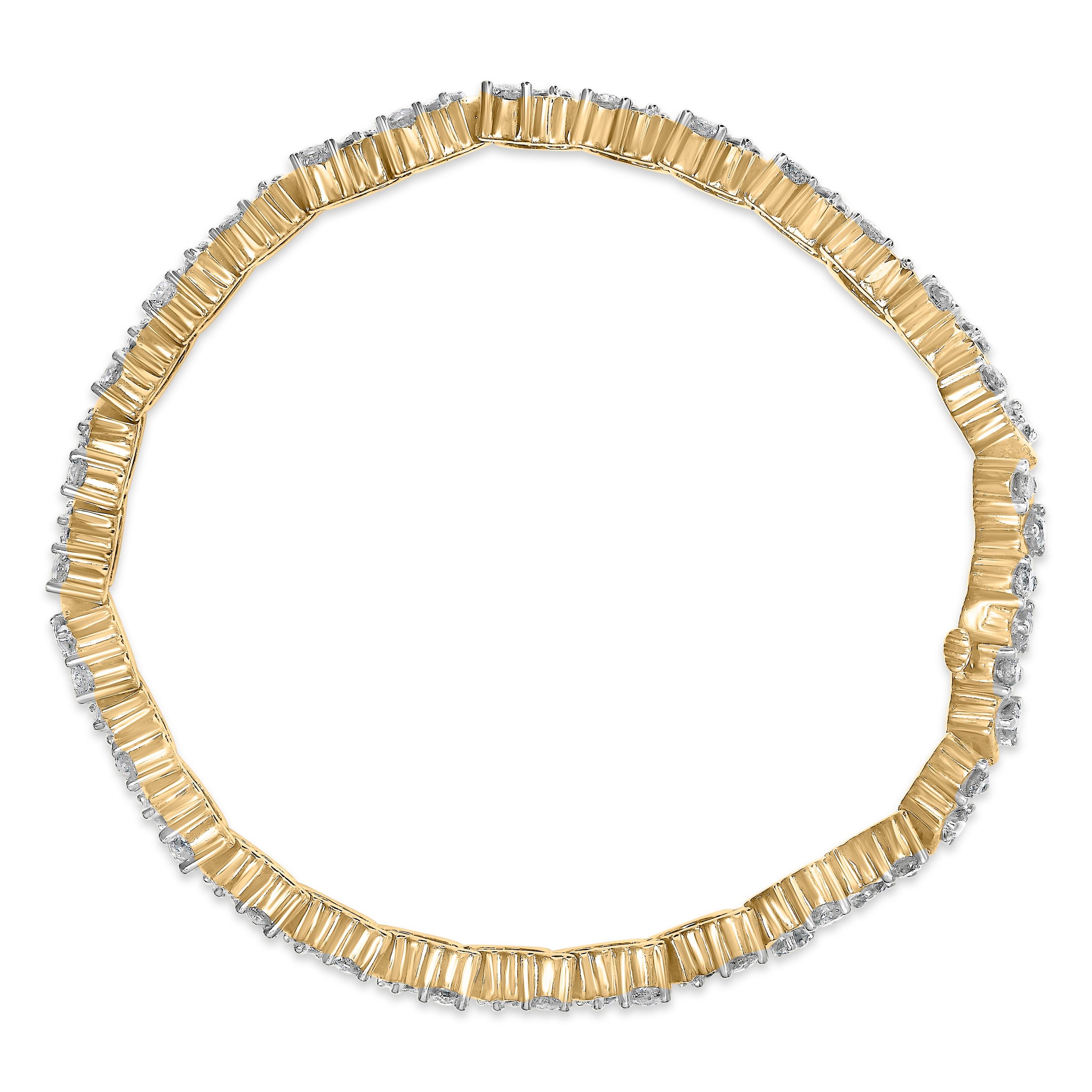 Modern 14K Yellow Gold 4.00 Cttw Diamond Triangle Link Tennis Bracelet