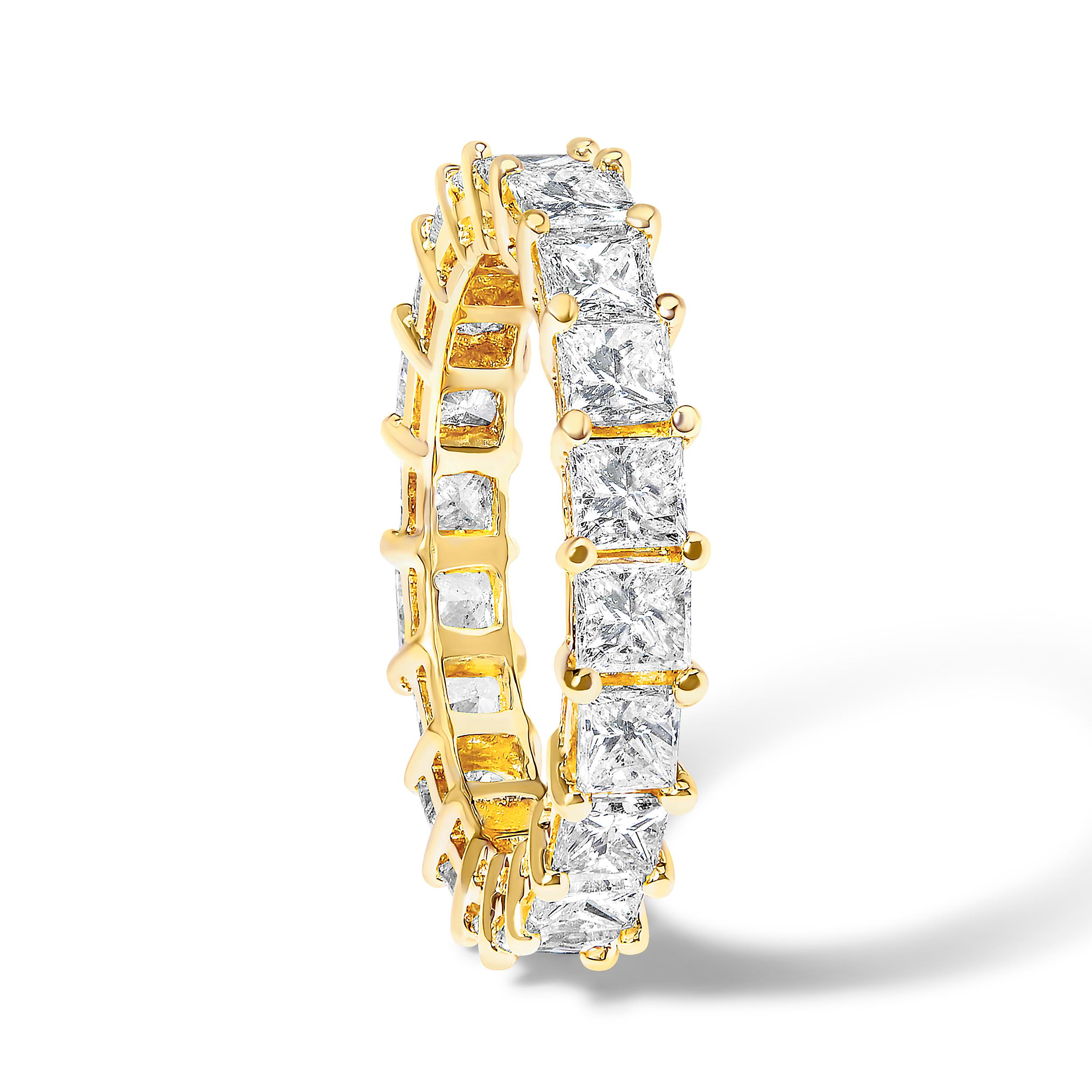 14K Yellow Gold 4.00 Cttw Shared Princess Cut Diamond Eternity Band Ring 3