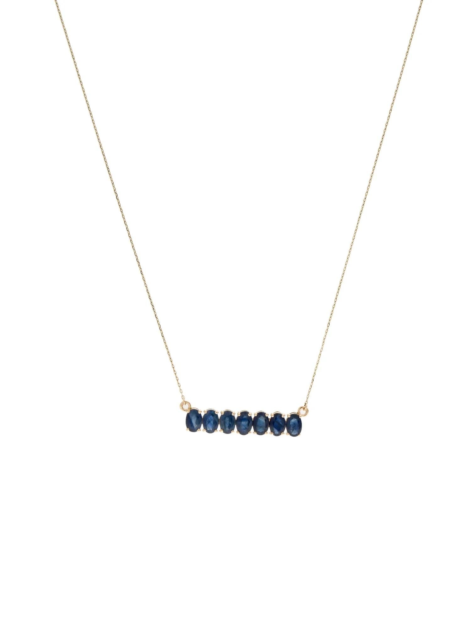 Taille ovale Collier pendentif en or jaune 14 carats avec saphirs ovales 4,02 ctw, saphirs brillants en vente
