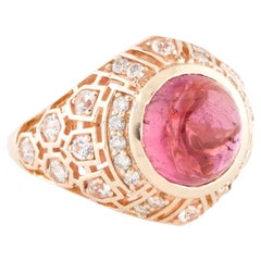 Anillo de cóctel de oro amarillo de 14 quilates con 4,05 ct de turmalina, zafiro y diamantes Talla 6,75