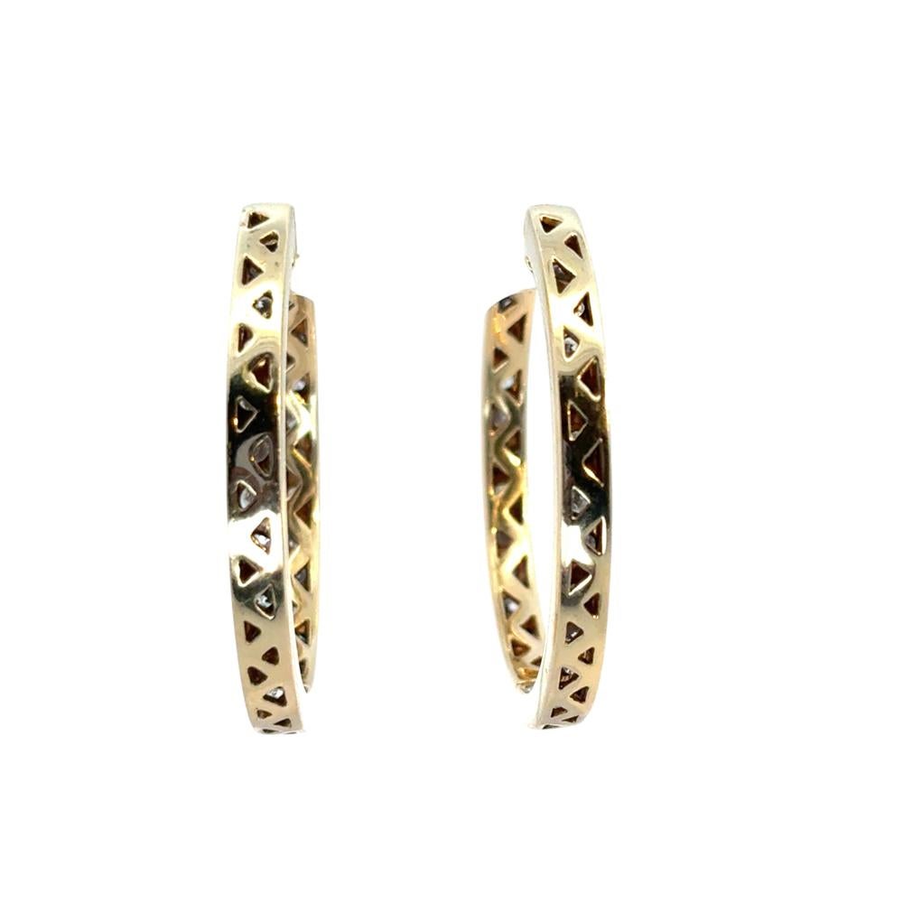 Boucles d'oreilles en or jaune 14k avec diamant 4.06ctw Inside Out en vente 4