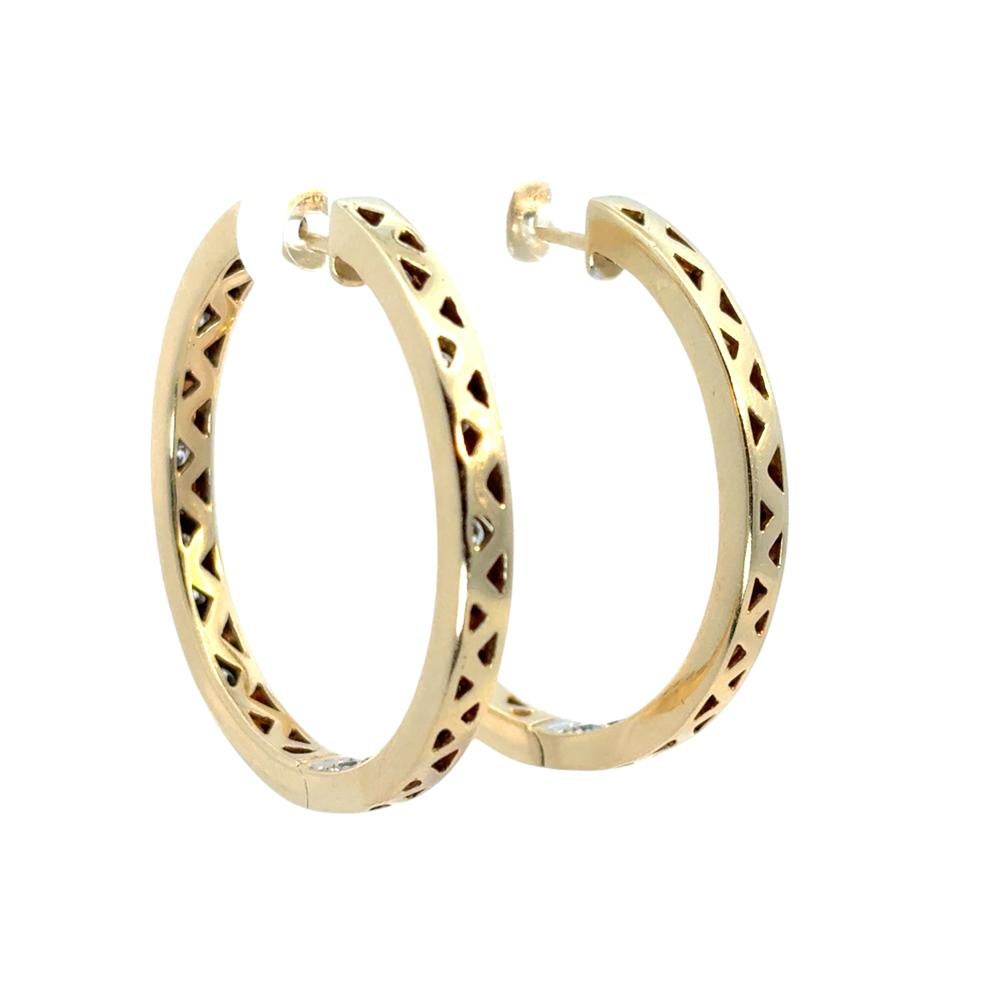 Boucles d'oreilles en or jaune 14k avec diamant 4.06ctw Inside Out en vente 5