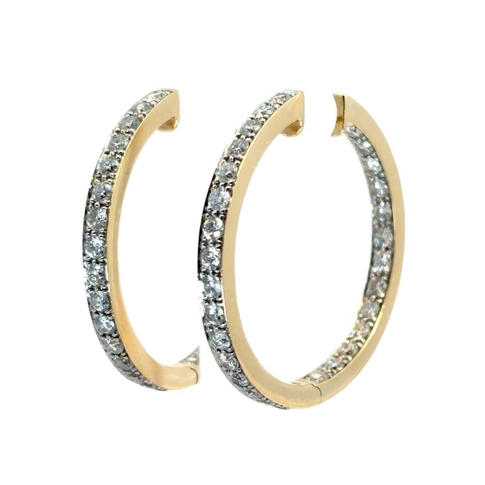 Boucles d'oreilles en or jaune 14k avec diamant 4.06ctw Inside Out en vente 7