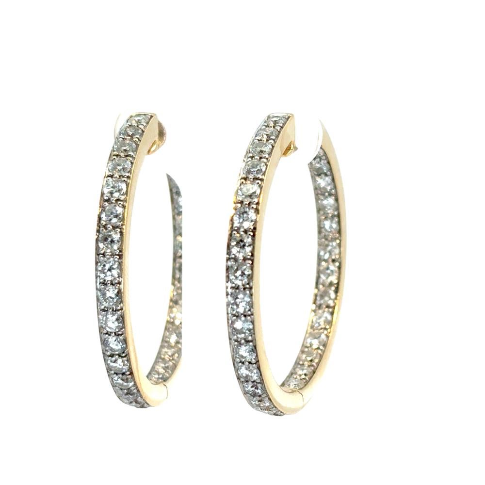 Boucles d'oreilles en or jaune 14k avec diamant 4.06ctw Inside Out en vente 8