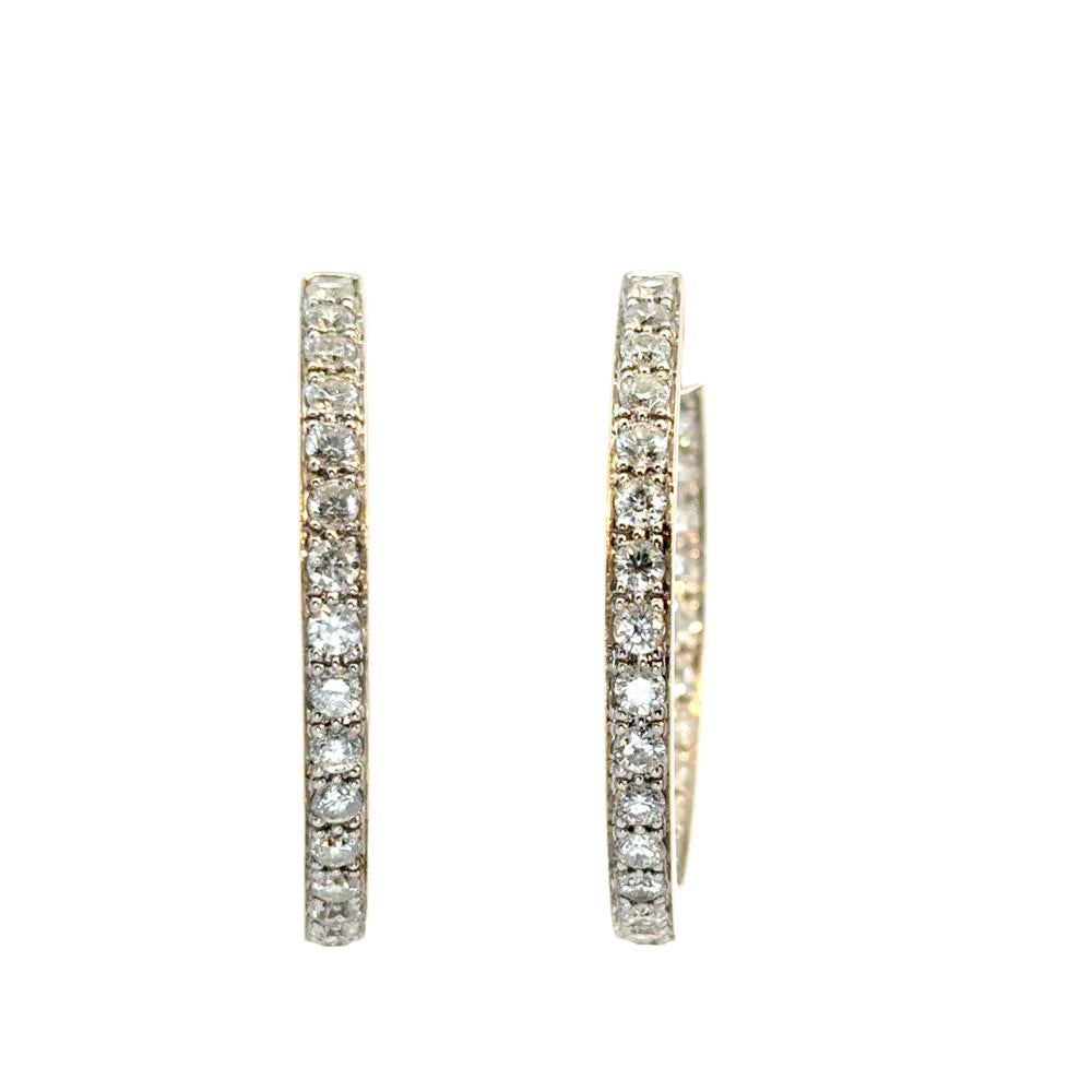 Boucles d'oreilles en or jaune 14k avec diamant 4.06ctw Inside Out en vente 9