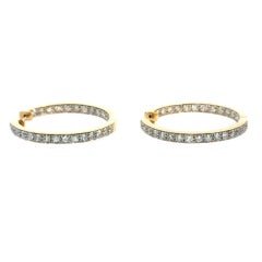 14k Yellow Gold 4.06ctw Diamond Inside Out Hoop Earrings