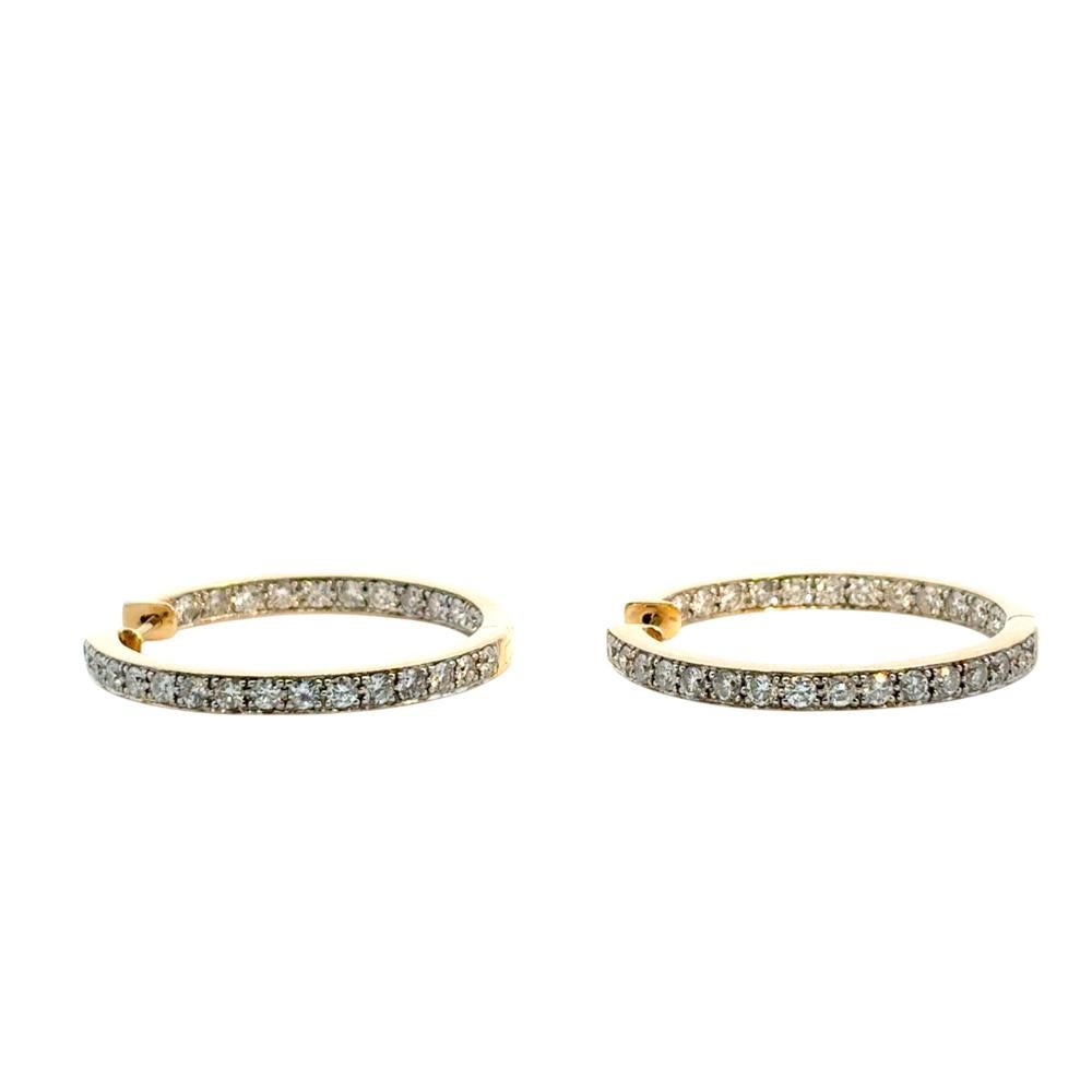 Moderne Boucles d'oreilles en or jaune 14k avec diamant 4.06ctw Inside Out en vente