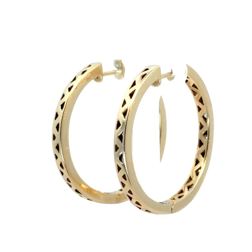 Boucles d'oreilles en or jaune 14k avec diamant 4.06ctw Inside Out en vente 3