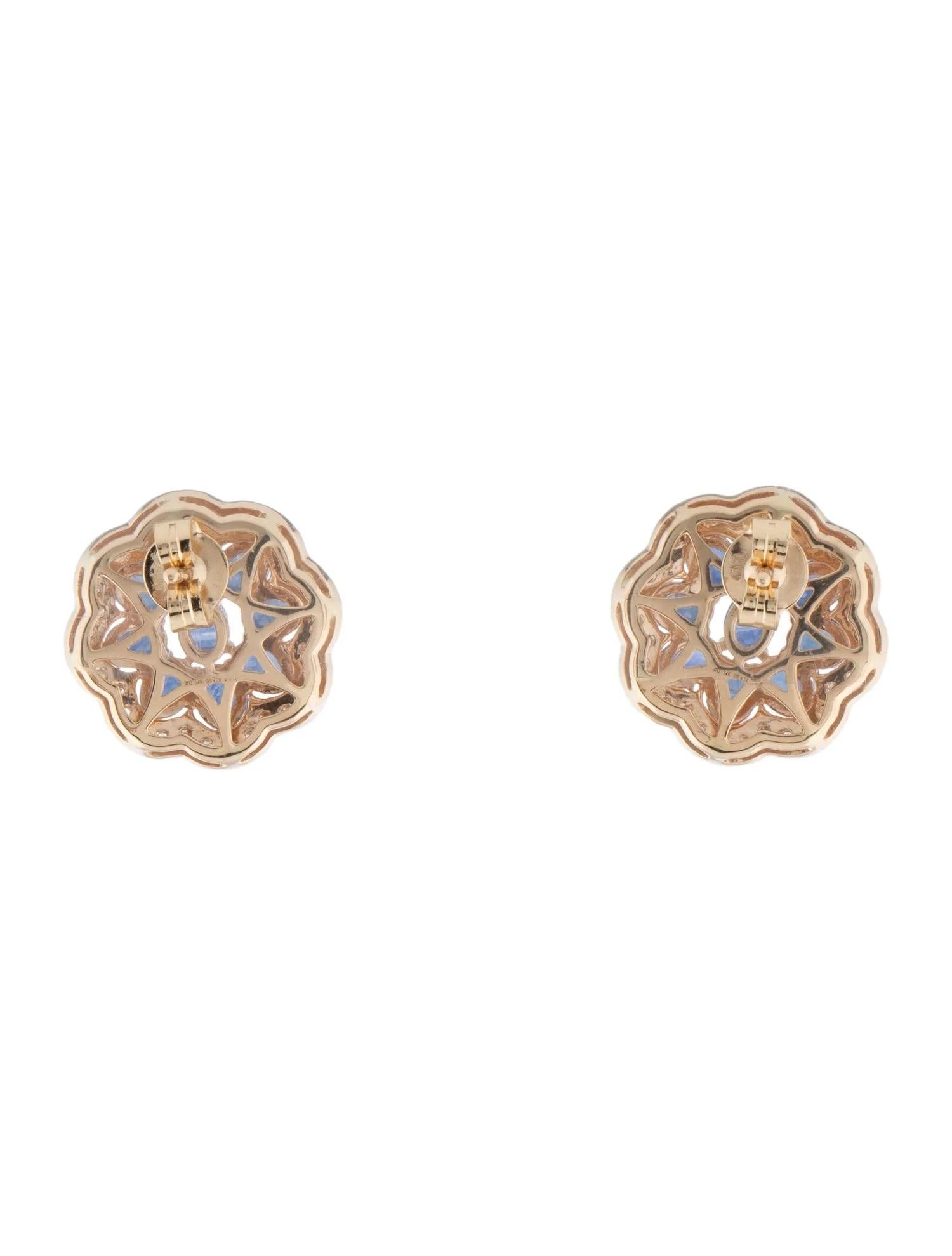 Artiste Clous d'oreilles en or jaune 14 carats avec saphir 4,07 carats et diamants 0,64 carat en vente