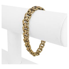 14k Yellow Gold 40g Solid Heavy 9mm Double Circle Curb Link Bracelet 7.25"
