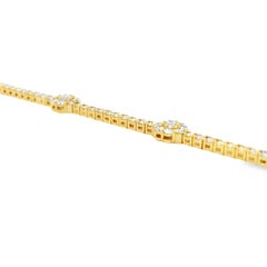 14k Yellow Gold 4.10ctw Round Diamond and 0.75ctw Diamond Flower Tennis Bracelet