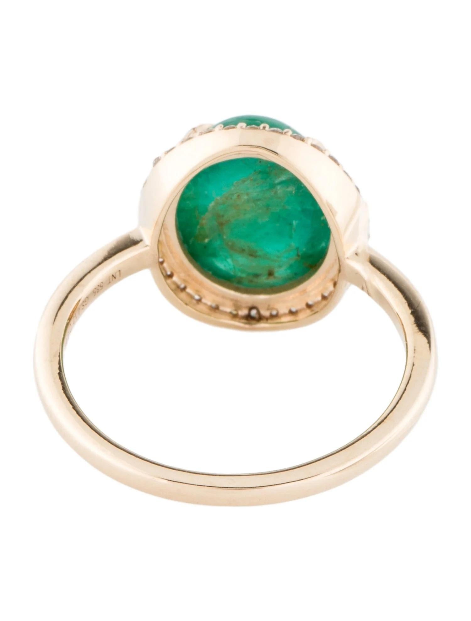 Emerald Cut 14K Yellow Gold 4.12ct Emerald & Diamond Cocktail Ring Size 7 For Sale