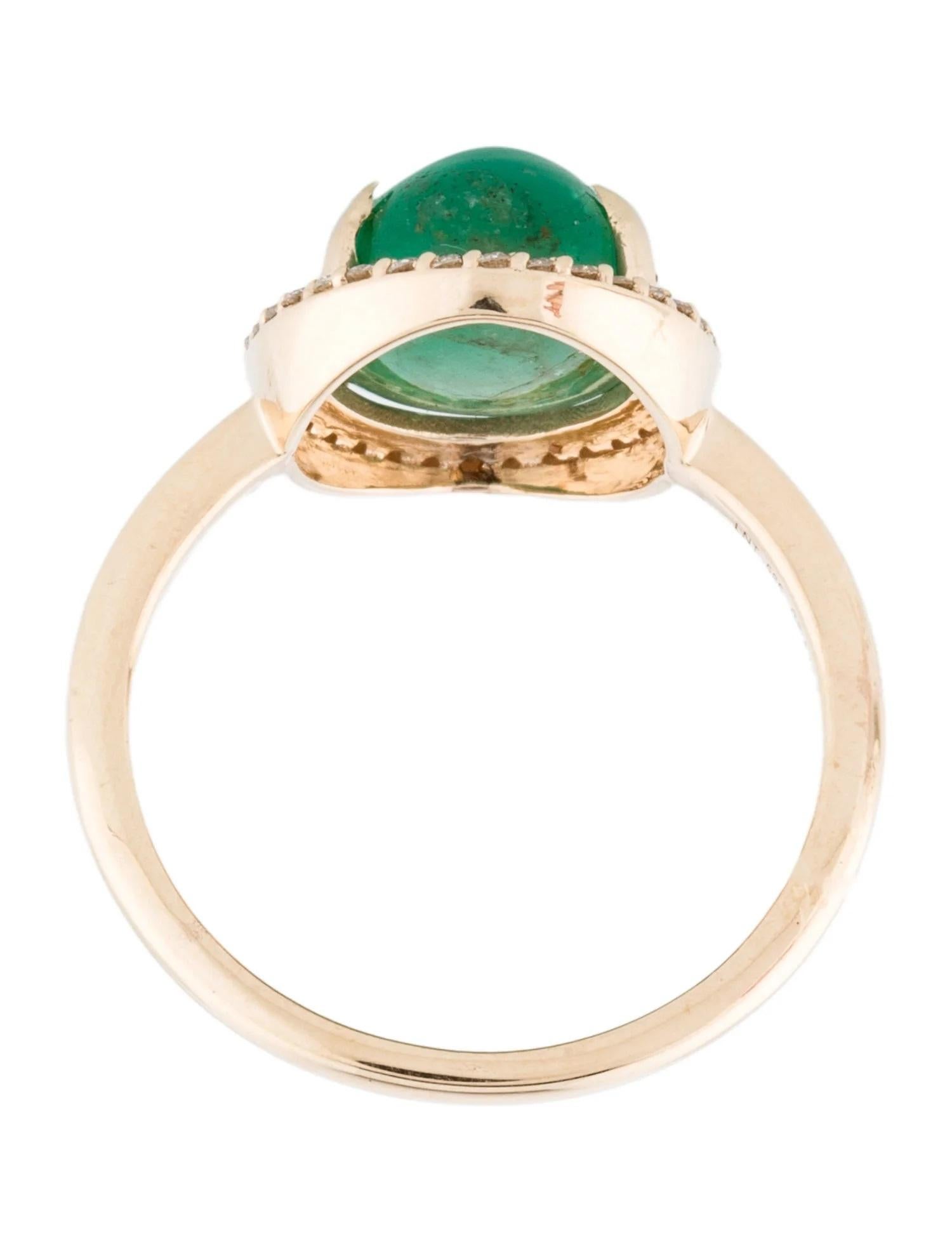 14K Yellow Gold 4.12ct Emerald & Diamond Cocktail Ring Size 7 In New Condition For Sale In Holtsville, NY