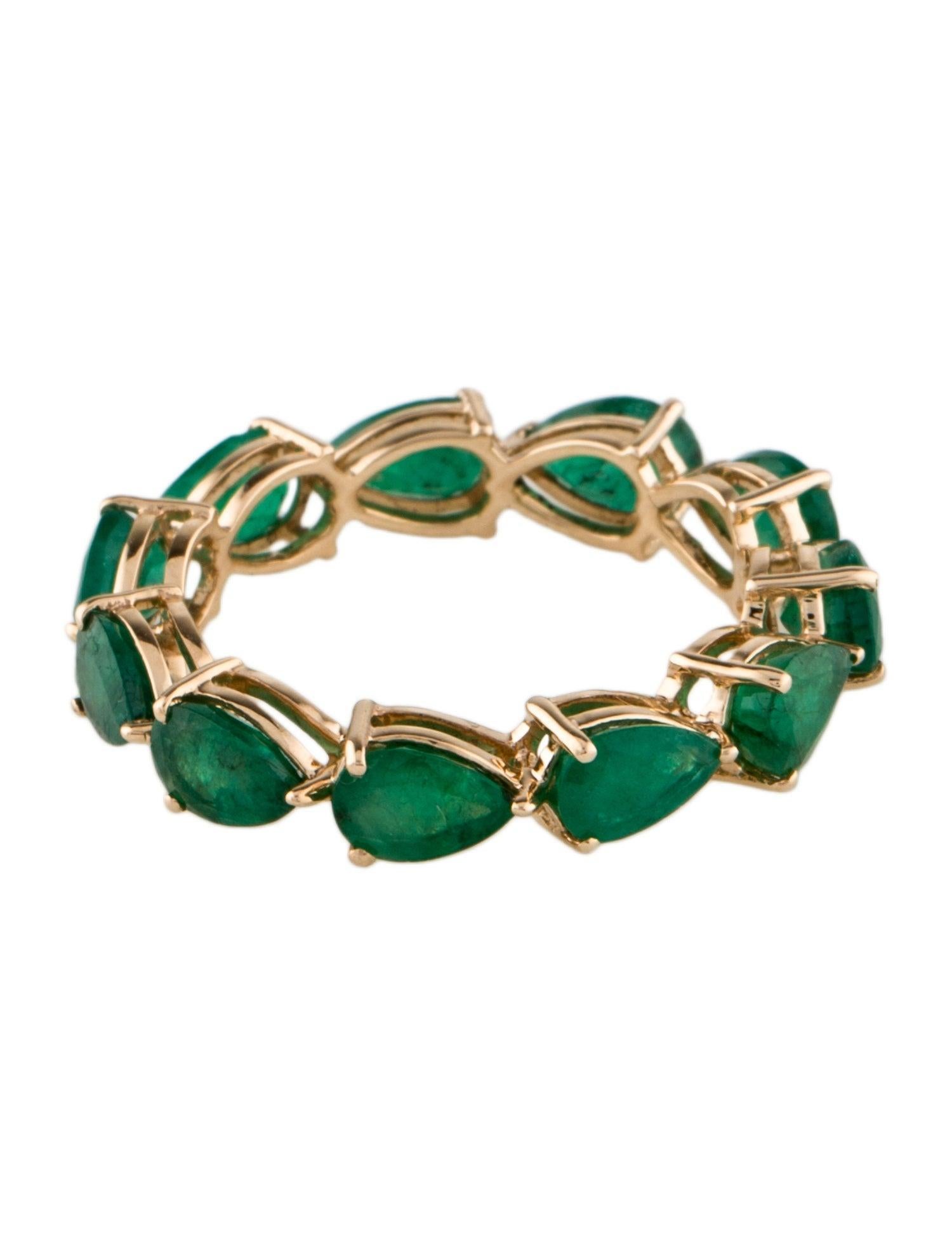 14K Yellow Gold 4.16ctw Pear Modified Brilliant Emerald Eternity Band, Size 8 In New Condition For Sale In Holtsville, NY