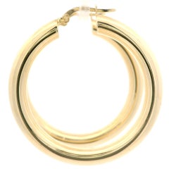 14k Yellow Gold 41mm Polished Finish Classic Large Tube Hoop Snap Earrings