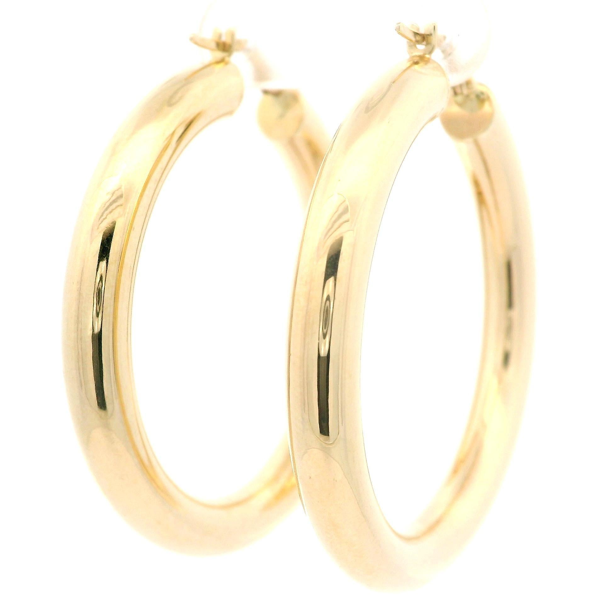 Boucles d'oreilles en or jaune 14k, 41mm, finition polie. Pour femmes en vente