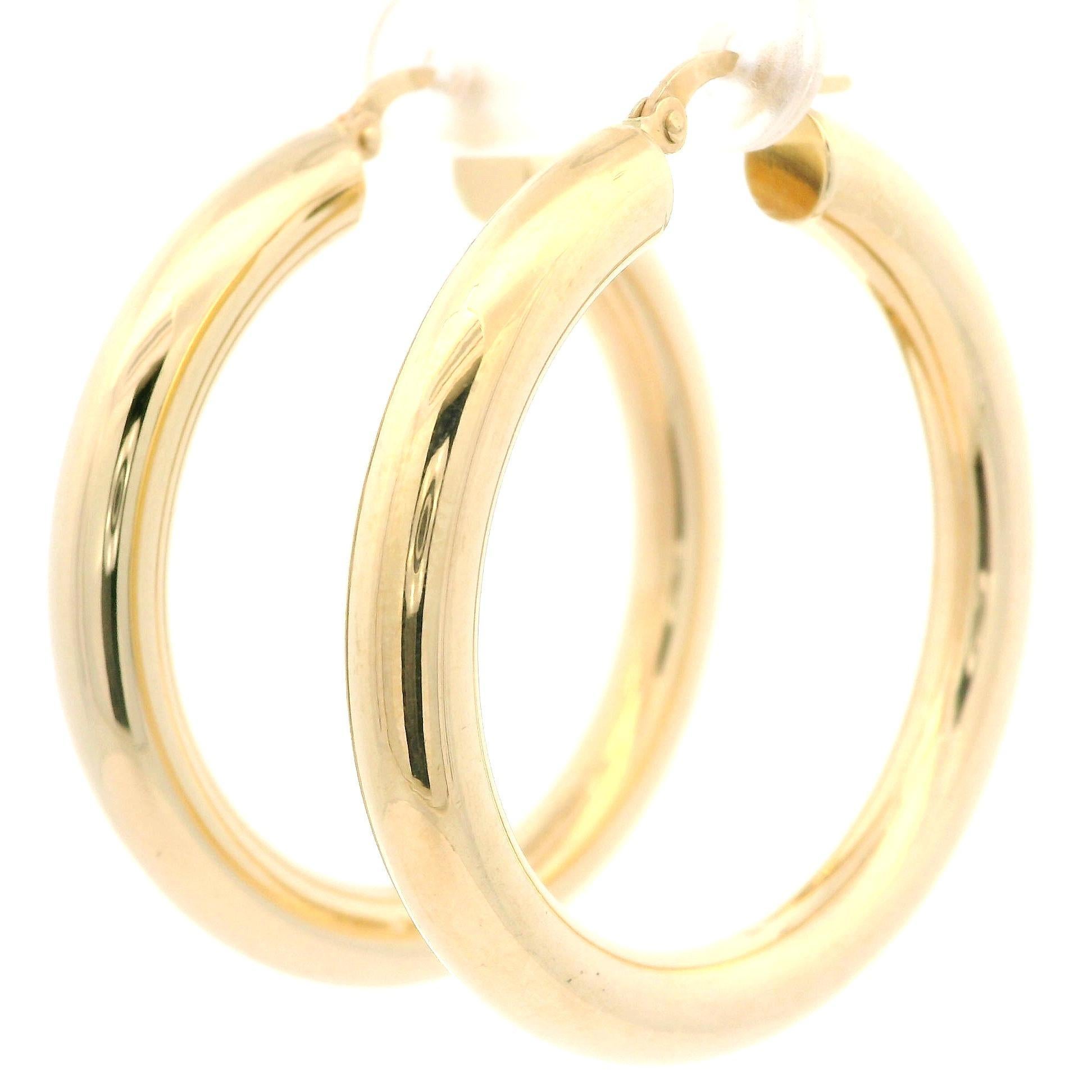 Boucles d'oreilles en or jaune 14k, 41mm, finition polie. en vente 3