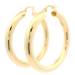 14k Yellow Gold 41mm Polished Finish Classic Large Tube Hoop Snap Earrings