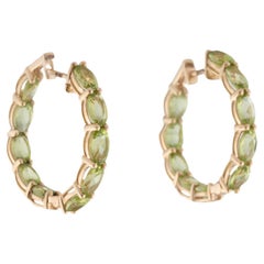 14K Yellow Gold 4.20ctw Marquise Peridot Inside-Out Hoop Earrings