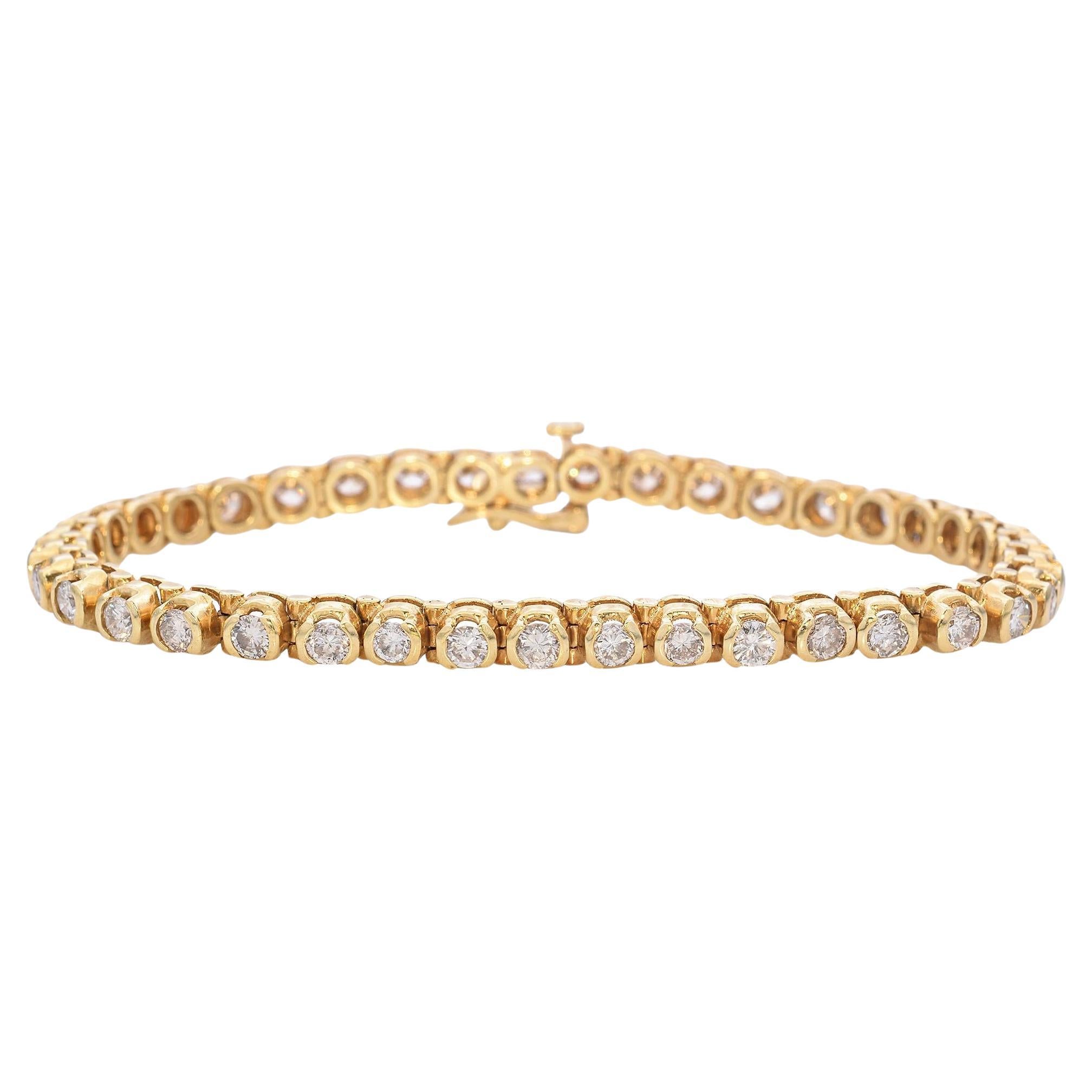 Bracciale tennis in oro giallo 14k con diamanti da 4,29tcw
