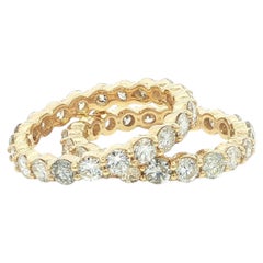 14k Yellow Gold 4.2ctw Round Diamonds Low Profile Eternity Guards Bands Rings