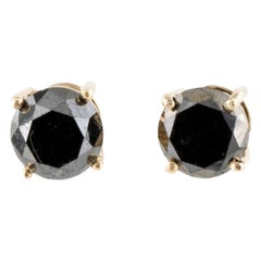 Orecchini con diamante nero in oro giallo 14K da 4,38 carati