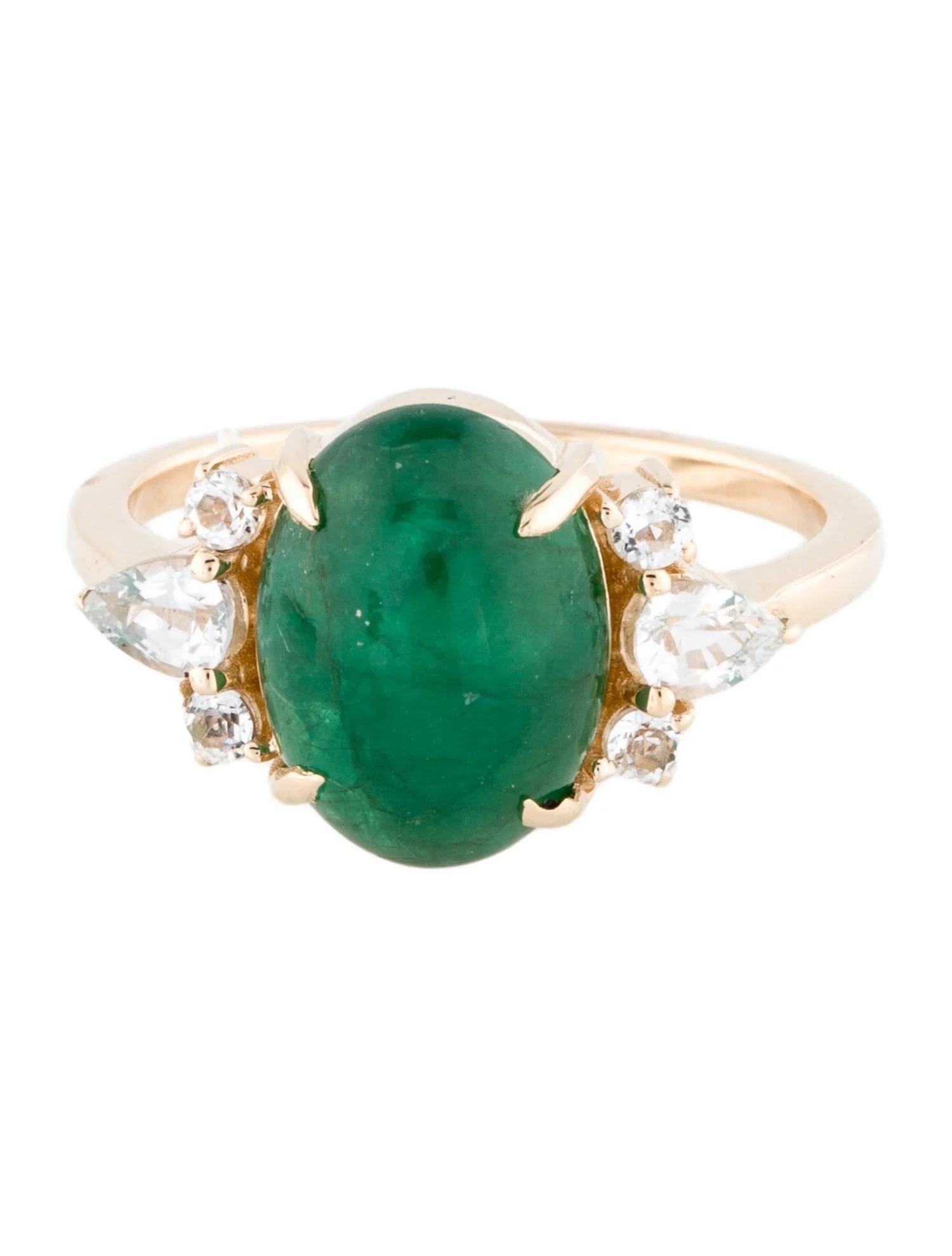 Artist 14K Yellow Gold 4.39ct Emerald & Sapphire Cocktail Ring Size 7 For Sale