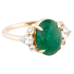 14K Gelbgold 4,39 Karat Smaragd & Saphir Cocktail-Ring Größe 7