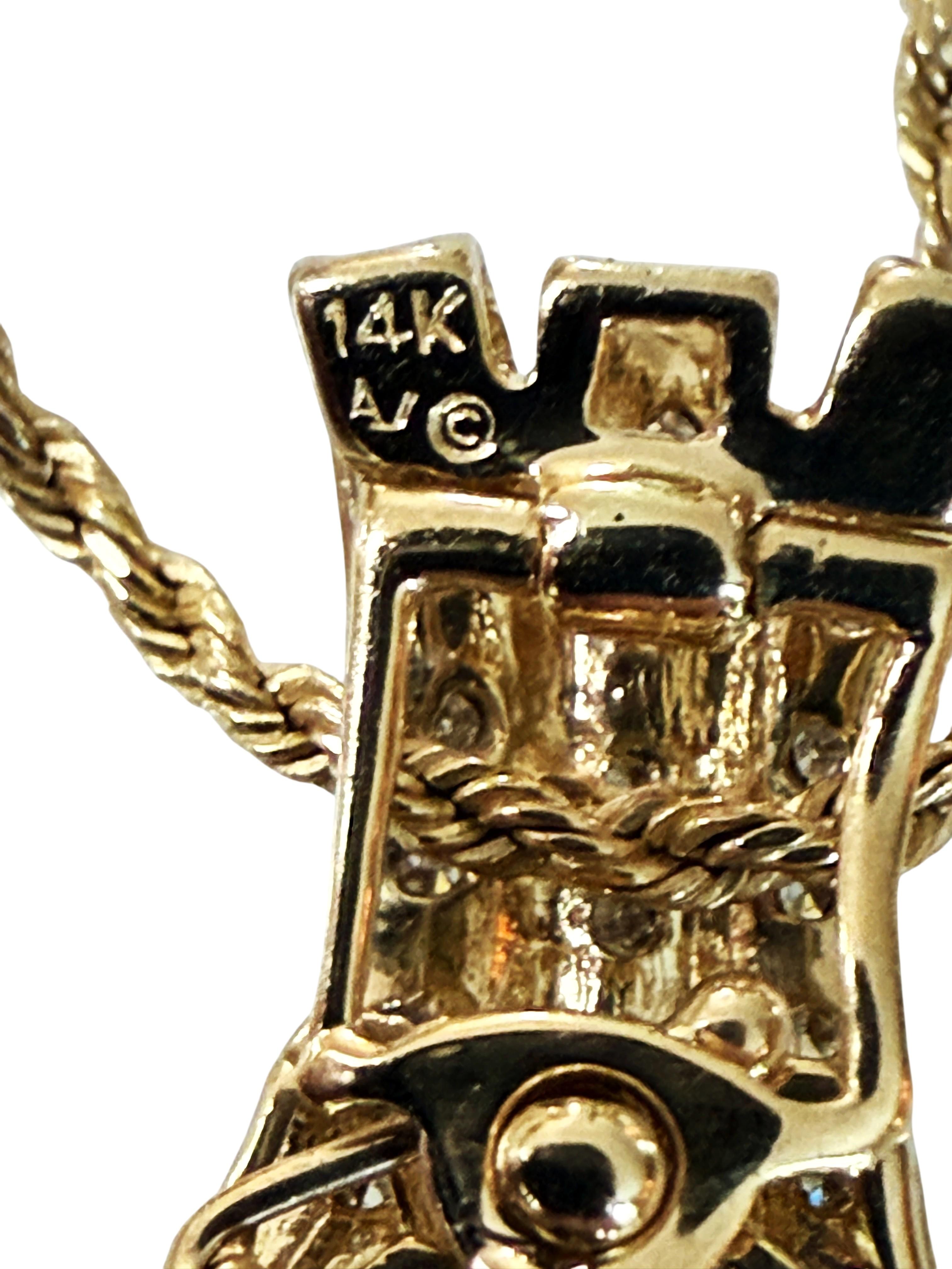 Collier en or jaune 14k avec pendentif en diamant et perle d'eau douce de 0,44 carat, 21 pouces en vente 6