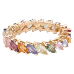 14K Yellow Gold 4.41ctw Multi Sapphire 
Ruby Eternity Ring, Size 7