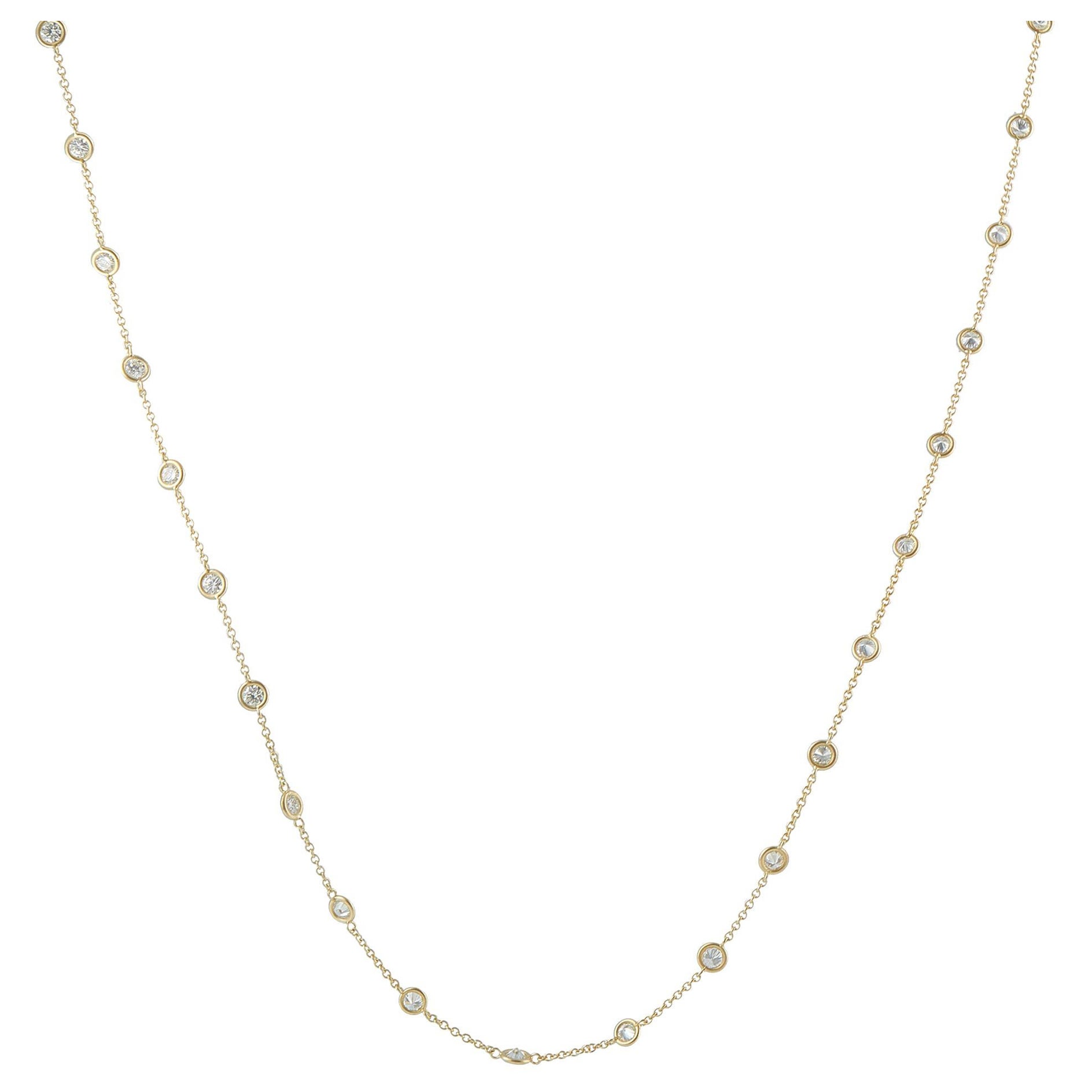 Collar de oro amarillo de 14 quilates con estación de diamantes de 4,42 ct MF12-121025 en venta