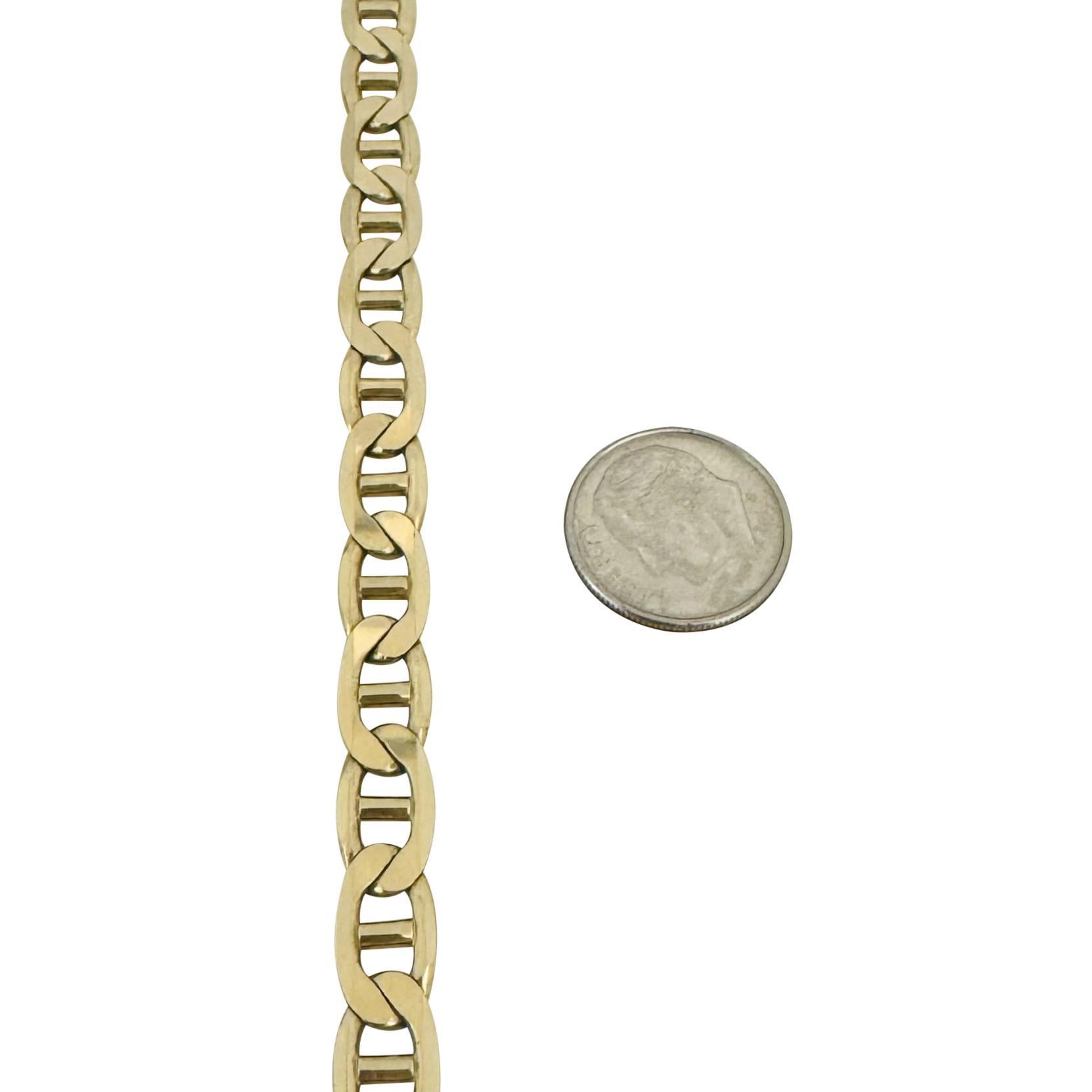 14k Gelbgold 44,5g massive schwere 7mm Mariner Gliederkette Halskette Italien 20