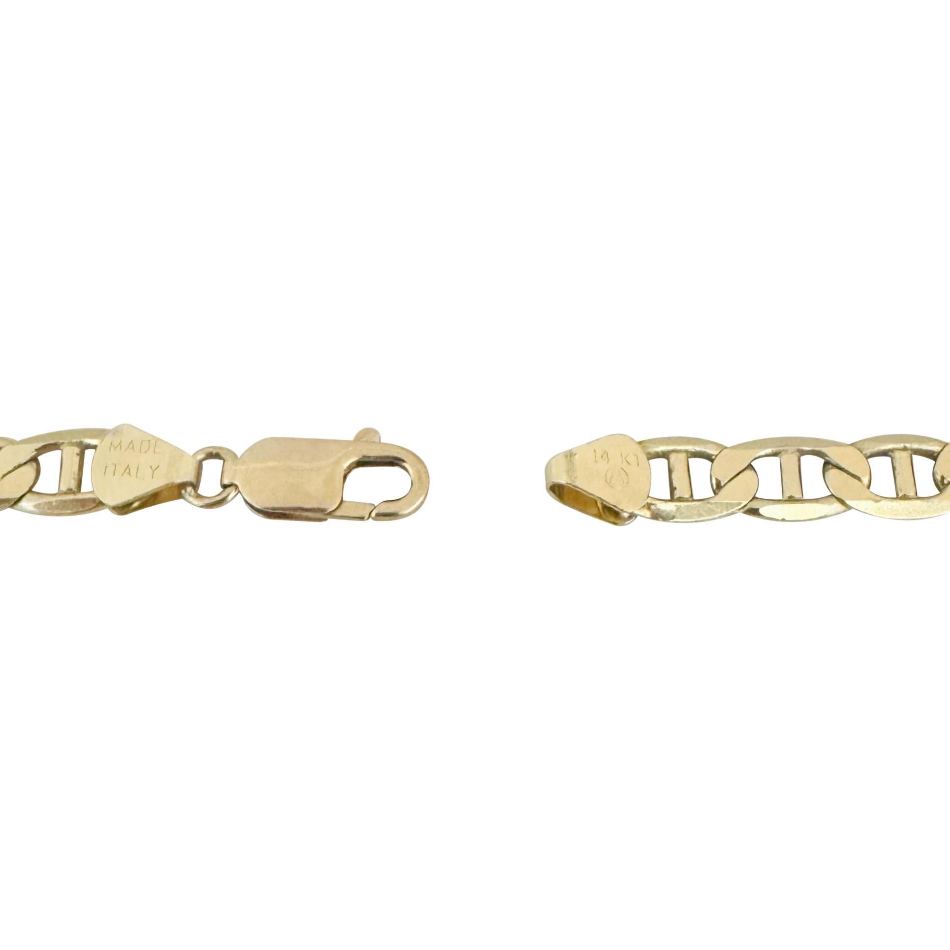 14k Gelbgold 44,5g massive schwere 7mm Mariner Gliederkette Halskette Italien 20