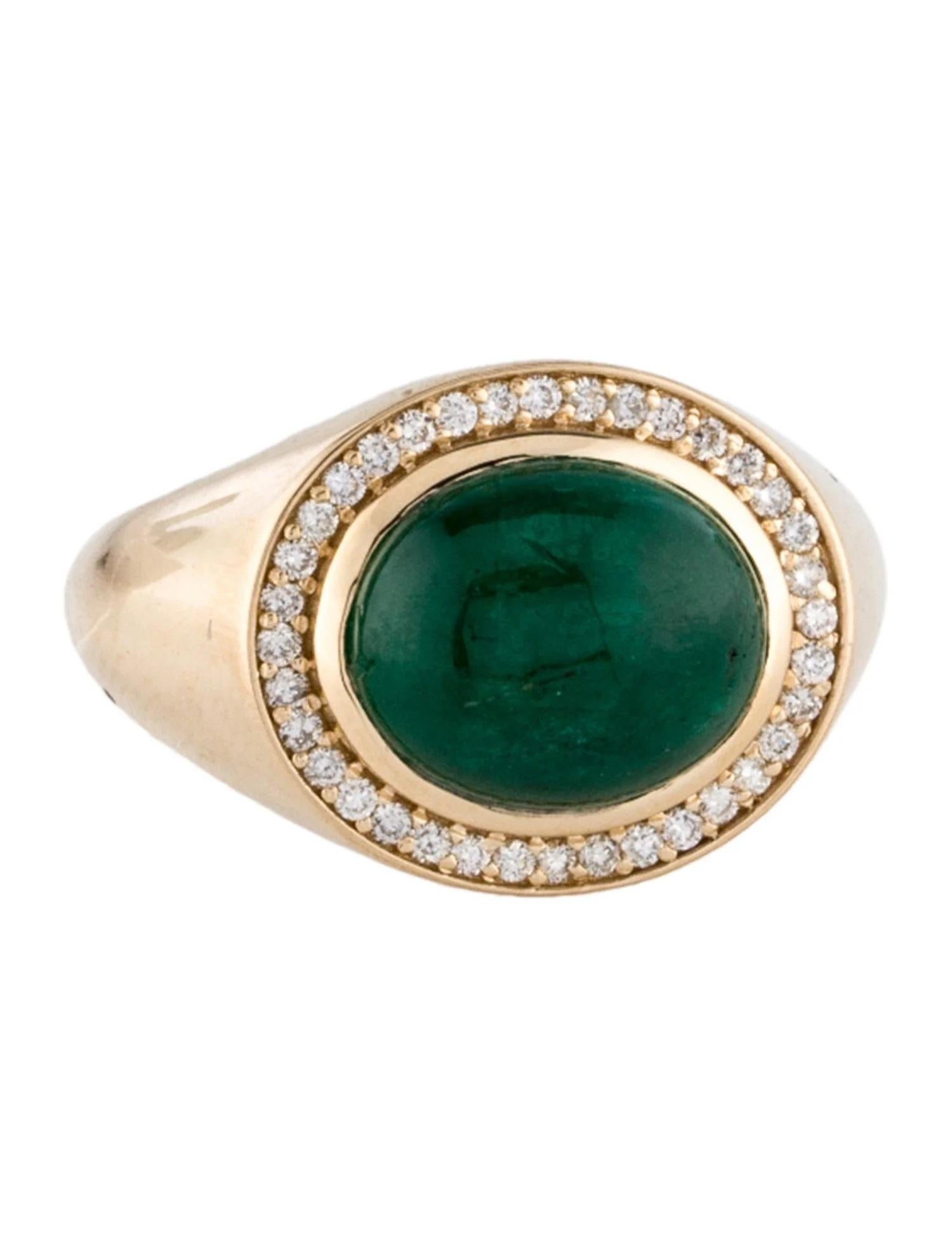Anillo de cóctel de oro amarillo de 14 quilates con esmeralda y diamantes de 4,48 ct Talla 6,75 Artista en venta