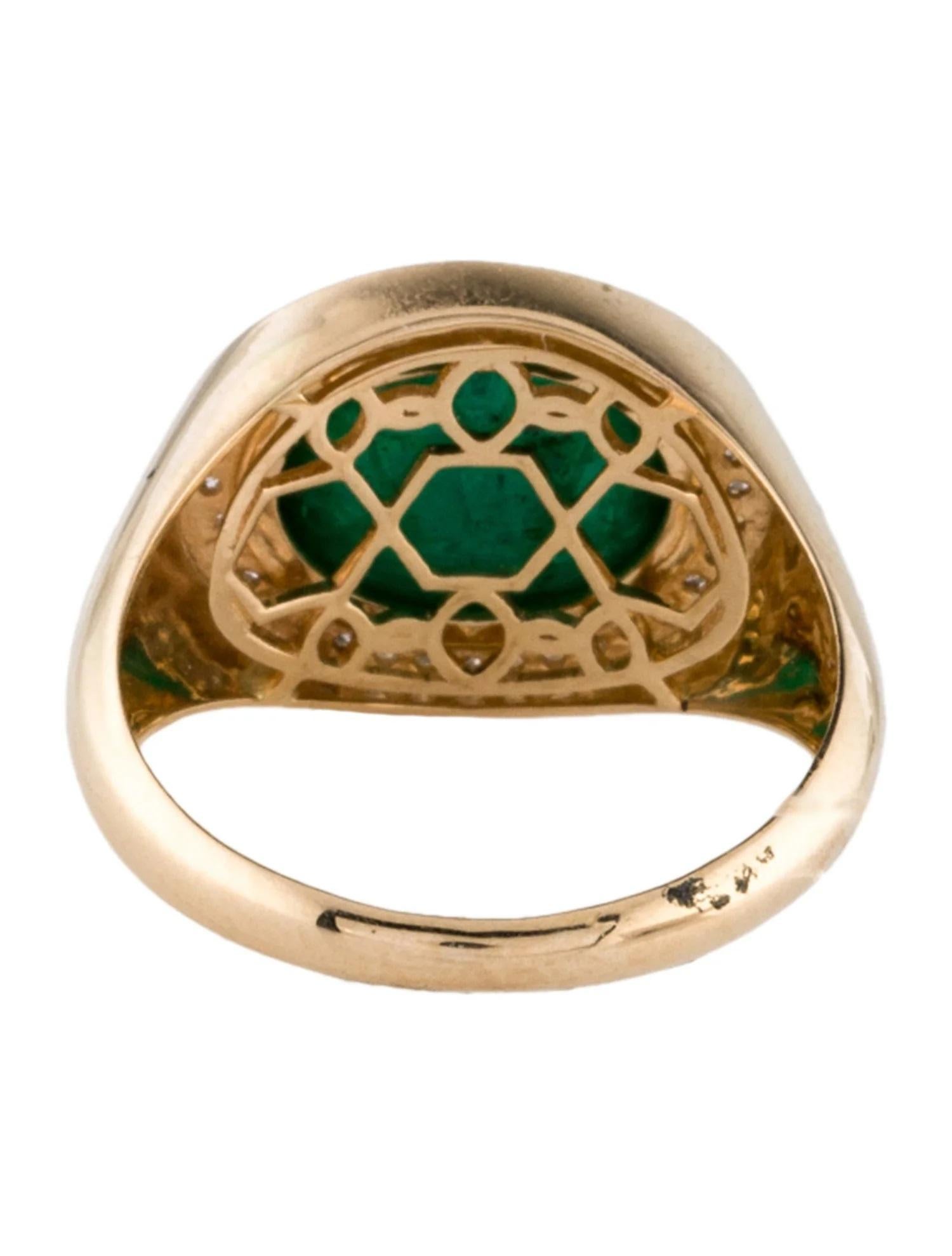 Anillo de cóctel de oro amarillo de 14 quilates con esmeralda y diamantes de 4,48 ct Talla 6,75 Corte esmeralda en venta