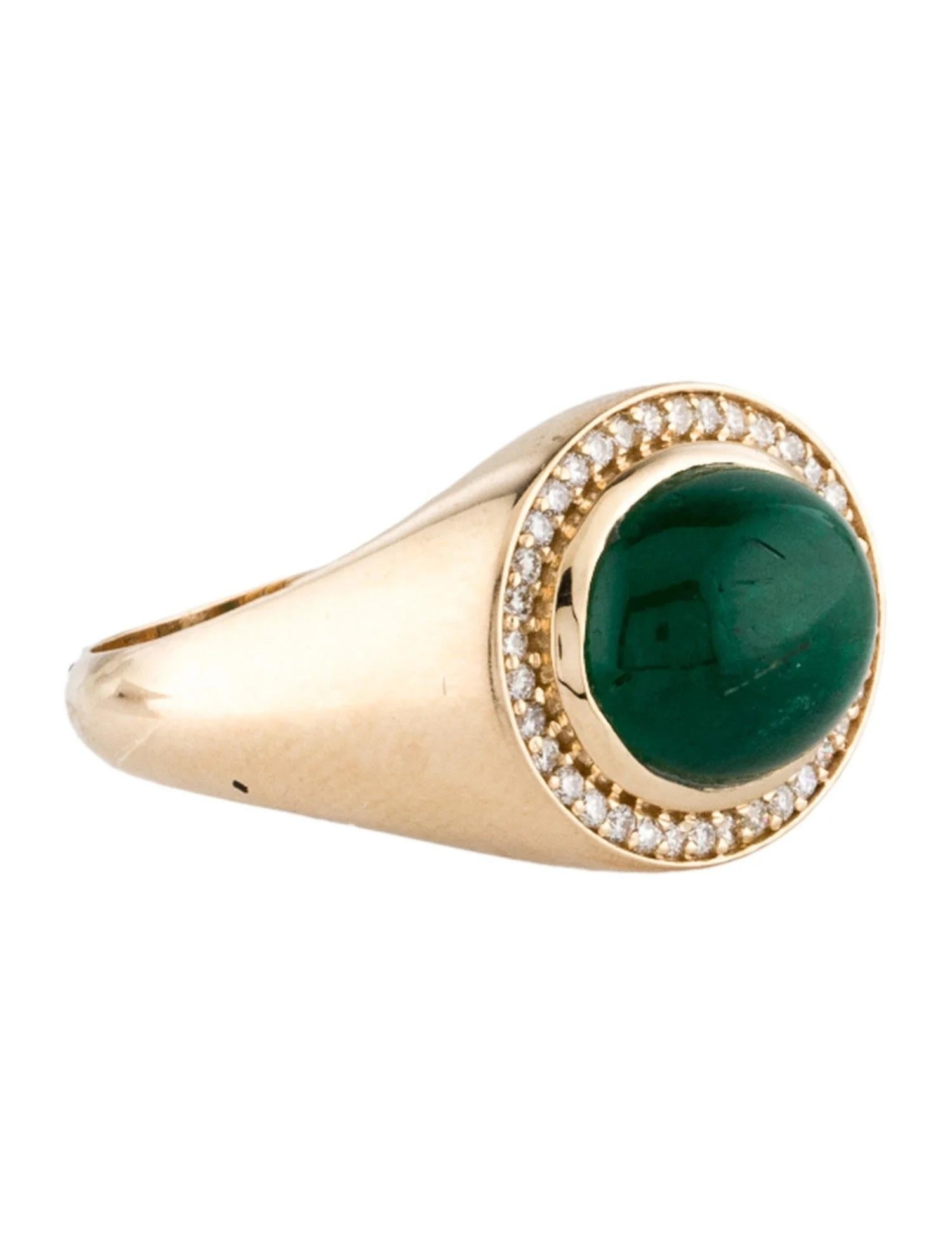 14K Gelbgold 4,48 Karat Smaragd & Diamant Cocktail-Ring Größe 6,75