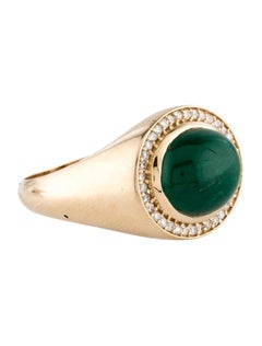 Anillo de cóctel de oro amarillo de 14 quilates con esmeralda y diamantes de 4,48 ct Talla 6,75