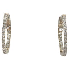 14K Gelbgold .45 CTW Diamant-Creolen mit In- und Out-Diamant