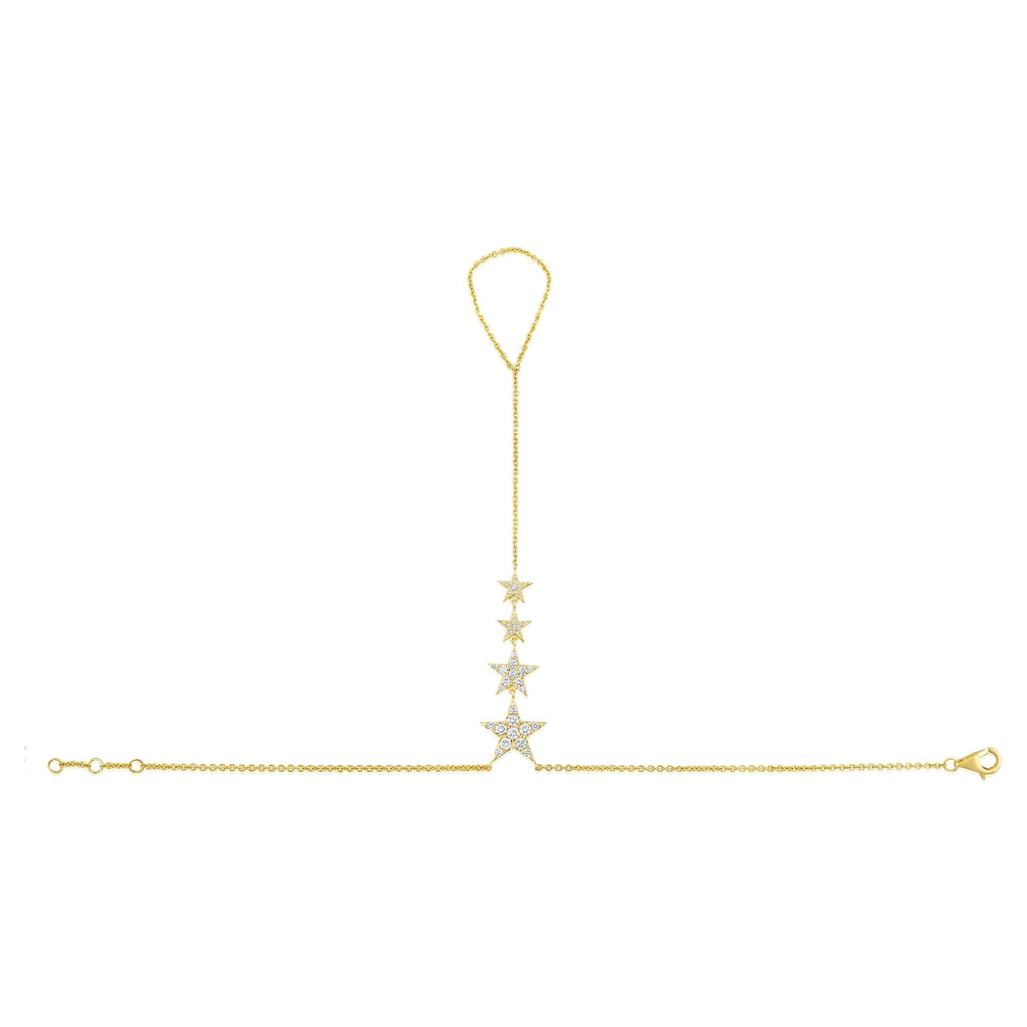 Cadena de mano de oro de 14 quilates con estrella de 45 diamantes en Nuevo estado para la venta en Los Angeles, CA