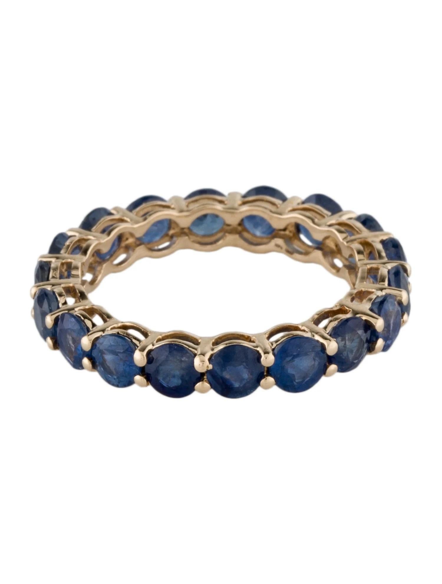 Artist 14K Yellow Gold 4.53ctw Round Brilliant Sapphire Eternity Band Ring, Size 6.5
