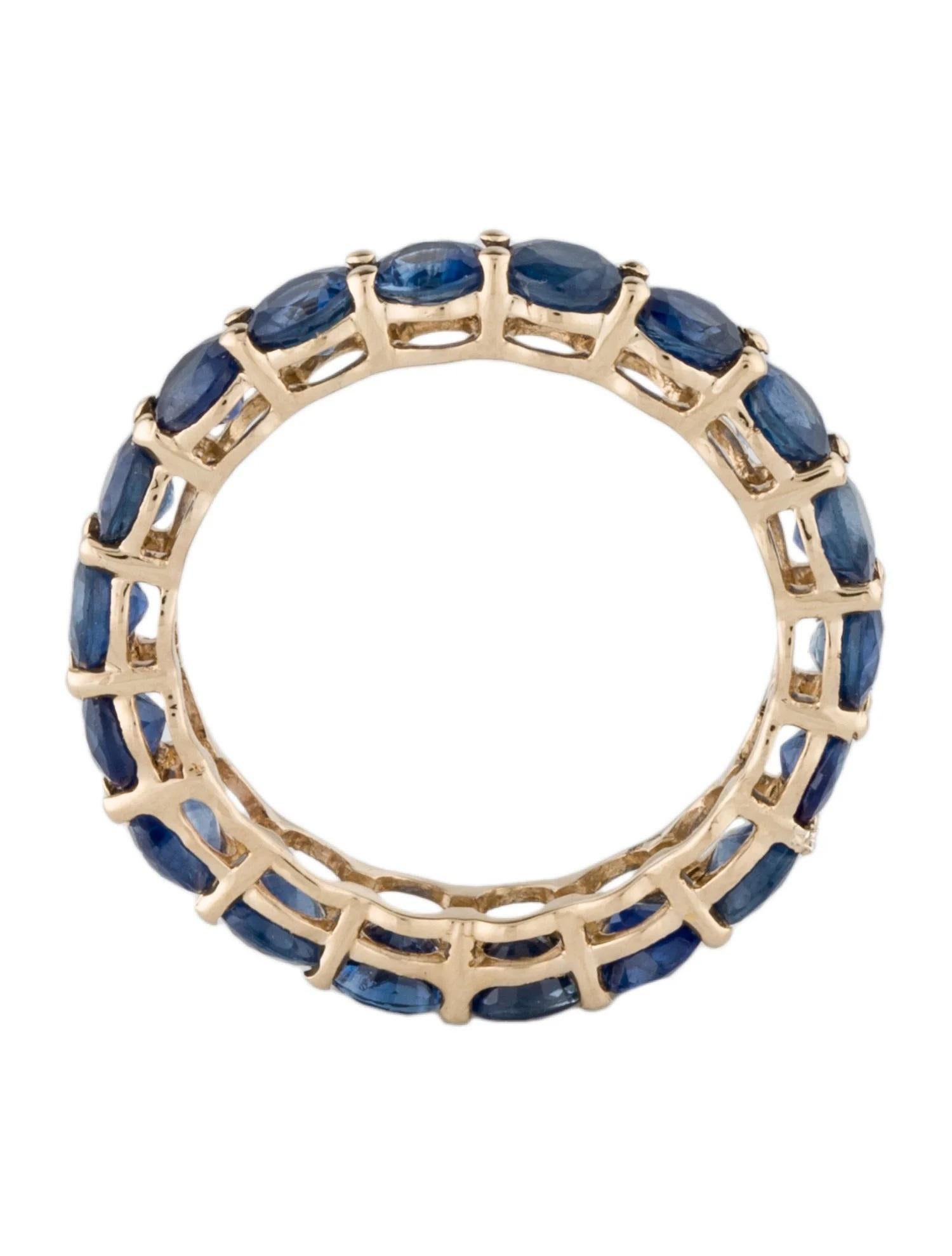 14K Yellow Gold 4.53ctw Round Brilliant Sapphire Eternity Band Ring, Size 6.5 In New Condition In Holtsville, NY