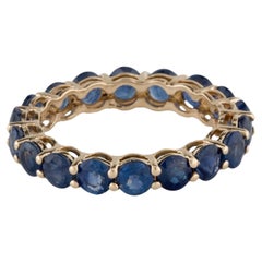 14K Yellow Gold 4.53ctw Round Brilliant Sapphire Eternity Band Ring, Size 6.5