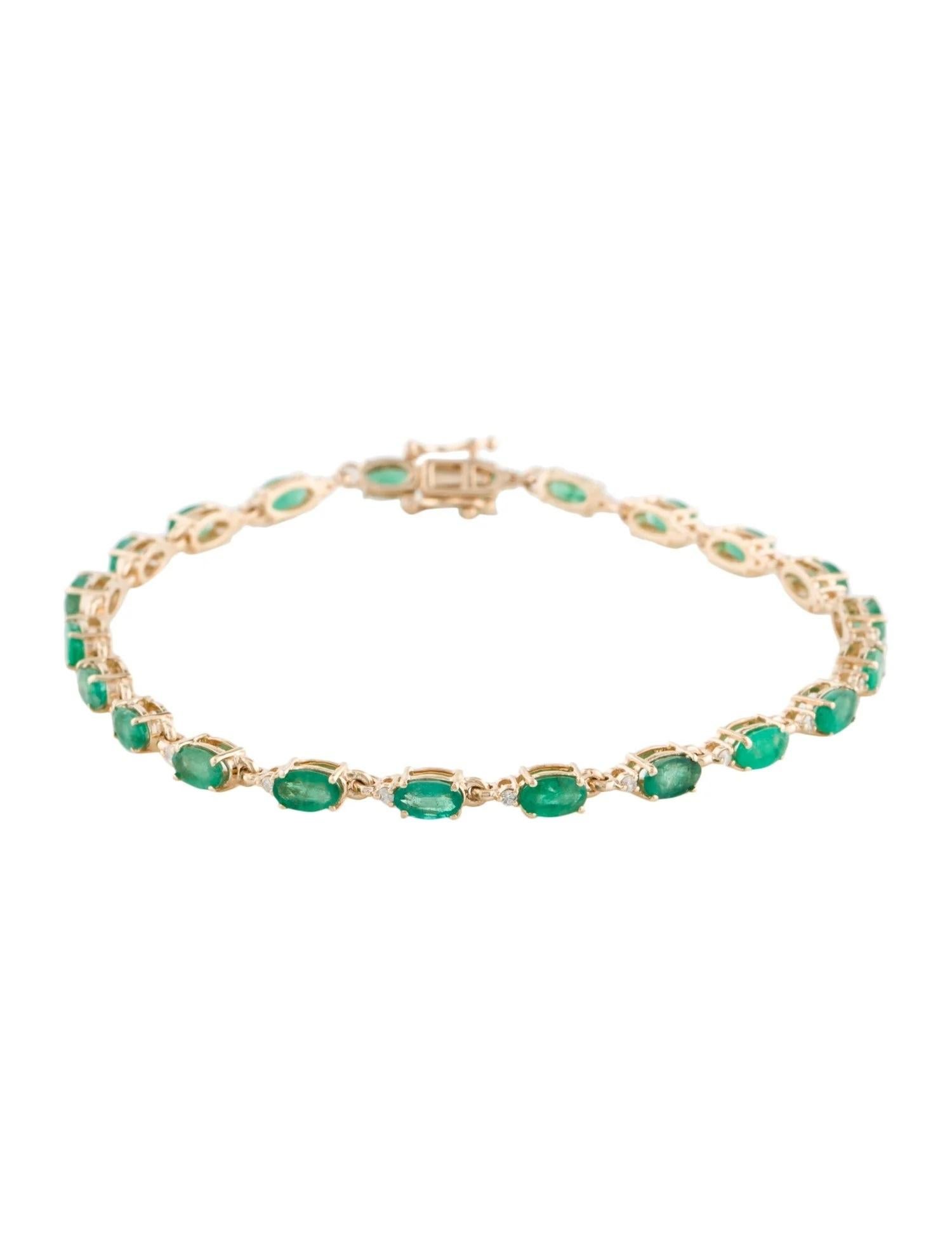 14K Gelbgold 4,54 Karatw Smaragd & Diamant Gliederarmband (Smaragdschliff)
