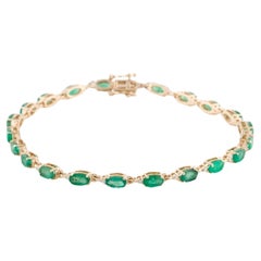 14K Yellow Gold 4.54ctw Emerald & Diamond Link Bracelet