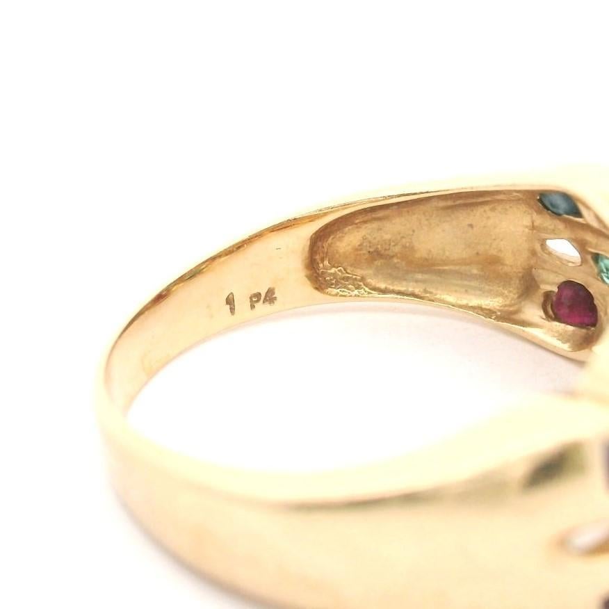 Women's 14k Yellow Gold 4.5g Emerald Sapphire and Ruby Braided Band Ring Size 7.5