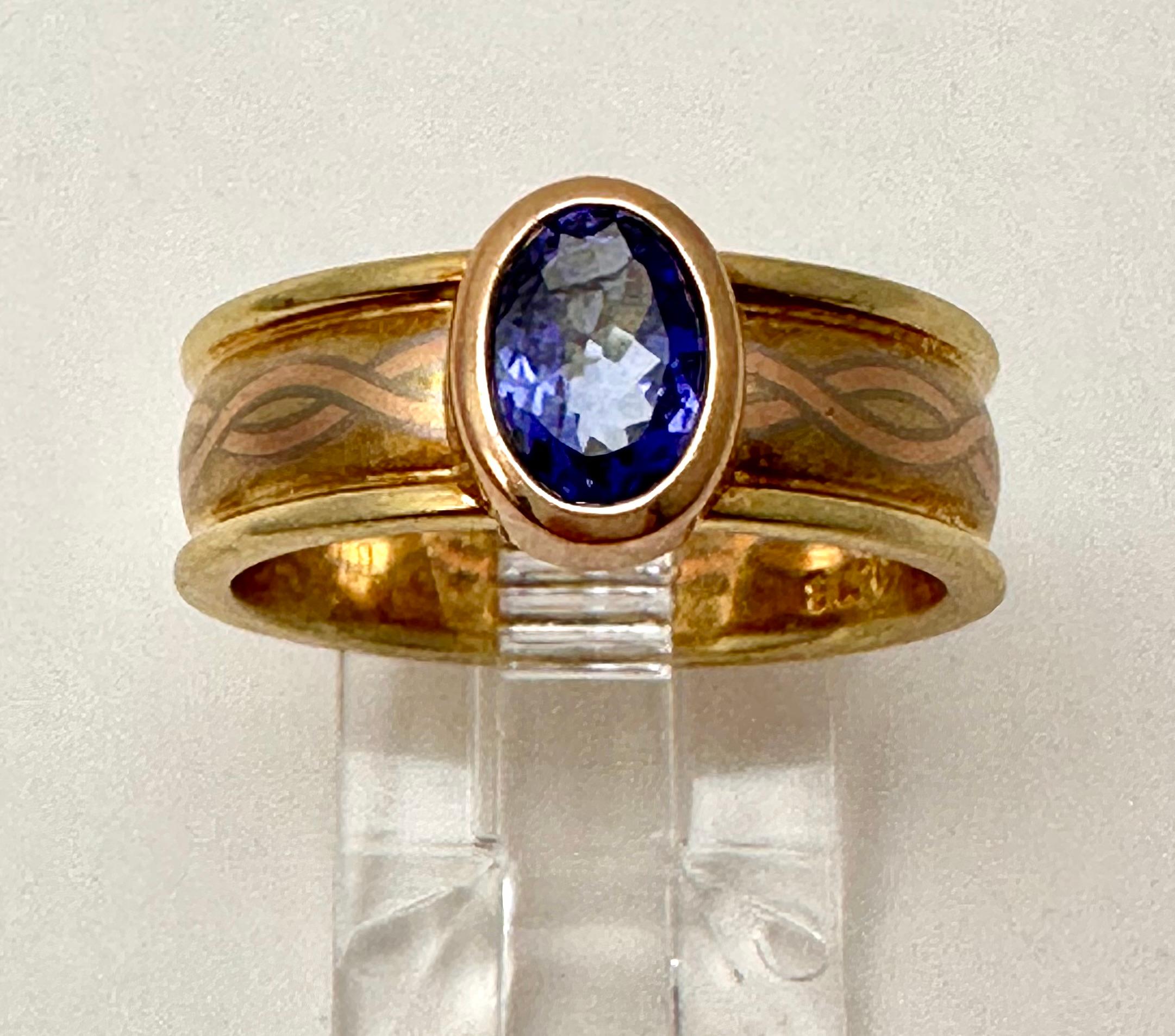 14k Yellow Gold approx. 4.5mm x 6.5 Oval Cut Tanzanite Ring Size 7
stone weight .78ct

Tanzanite 

Tanzanite changes colors when it is viewed from different directions. This shifting of colors has been said to facilitate raising consciousness. It