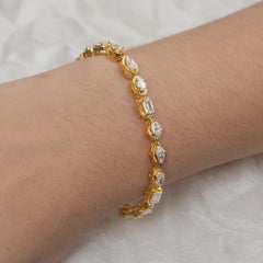 Bracciale tennis con diamanti taglio multiplo in oro giallo 14K da 4,63 carati, regalo di anniversario