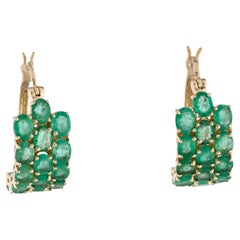 14K Yellow Gold 4.65ctw Round Brilliant Emerald Pavé Drop Earrings