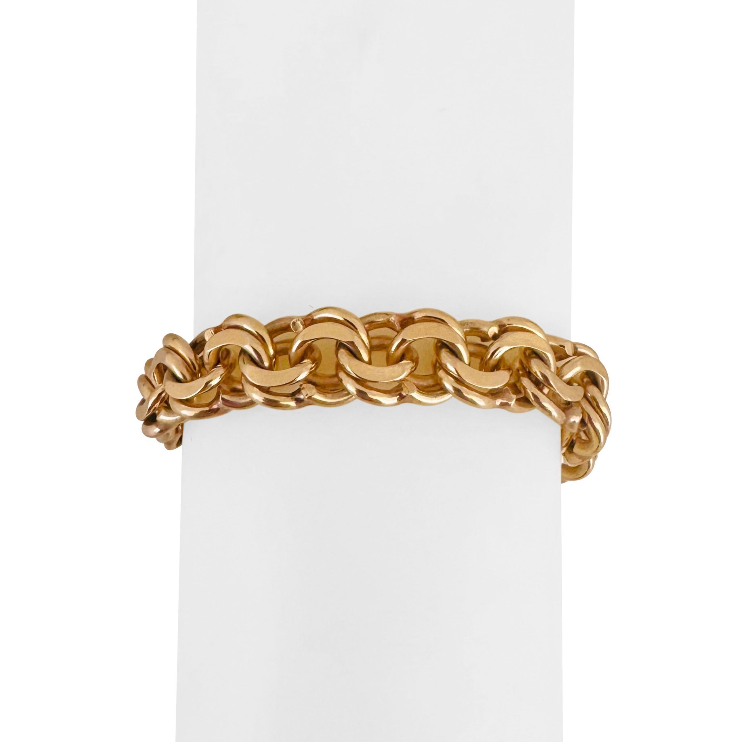 14k Yellow Gold 46.6g Solid Heavy 11mm Double Curb Link Charm Bracelet 7.25