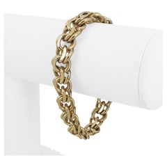 14k Yellow Gold 46.6g Solid Heavy 11mm Double Curb Link Charm Bracelet 7.25"